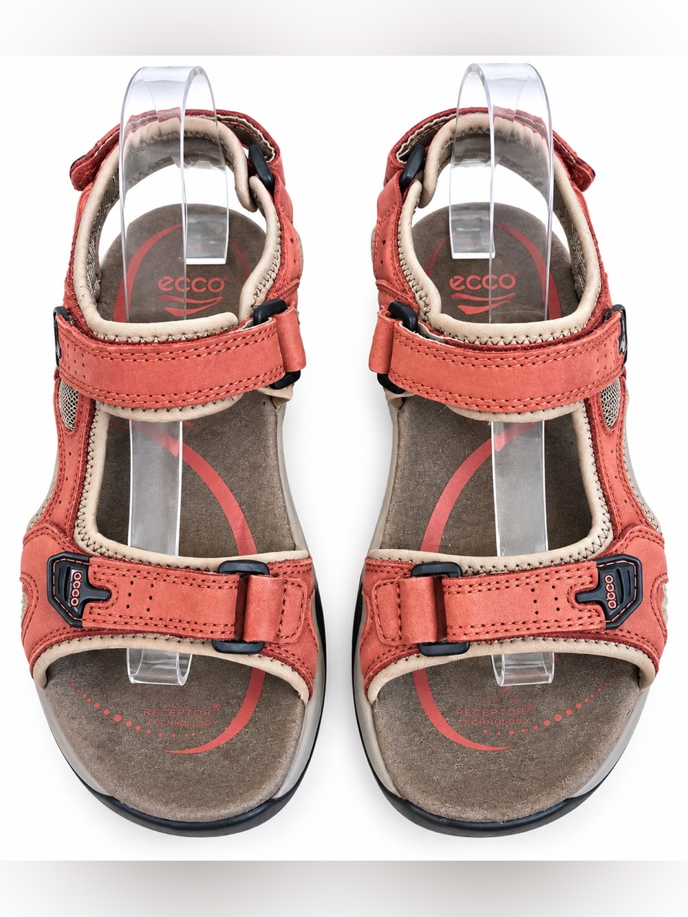 ABEO 7 Rust coral hiking walking sandals hook-and-loop built in orthotic support